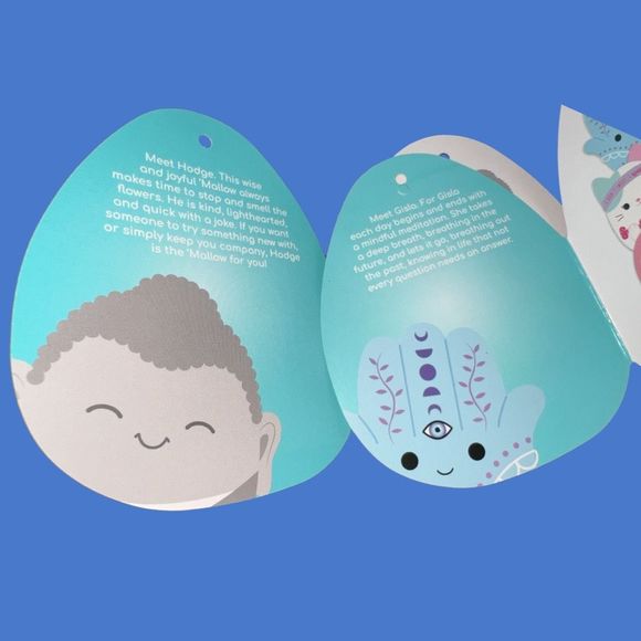 Hodge the Gray Buddha & Gisla the Hamsa 8” Squiahmallows Plush Bio Tags Included - Picture 6 of 6